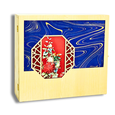 Hộp gỗ quà tết in UV theo yêu cầu- Sắc Xuân