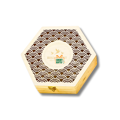 Hộp gỗ đựng yến sào hình lục giác độc đáo