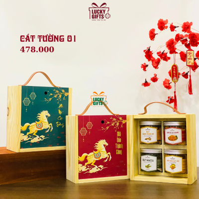 Hộp quà tết doanh nghiệp- Hạt dinh dưỡng cao cấp- Cát tường 01