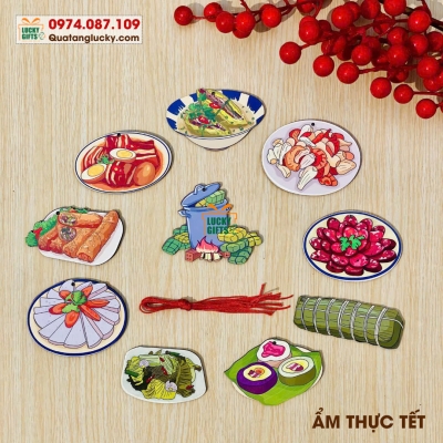 Combo sticker trang trí In UV ẩm thực tết.