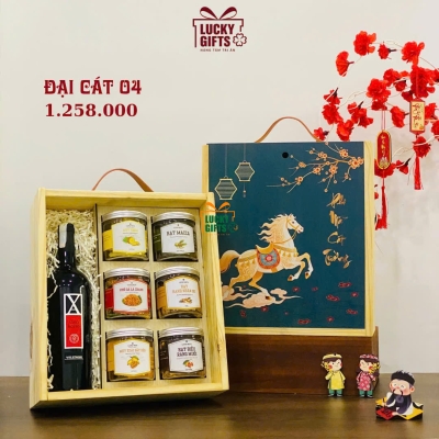 Quà tặng hộp gỗ tết cao cấp 2026- Đại cát 4